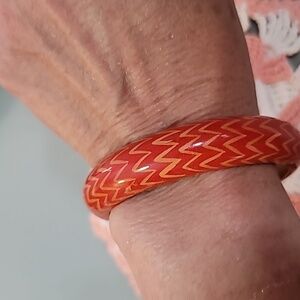 Chevron design bangle bracelet burnt orange
